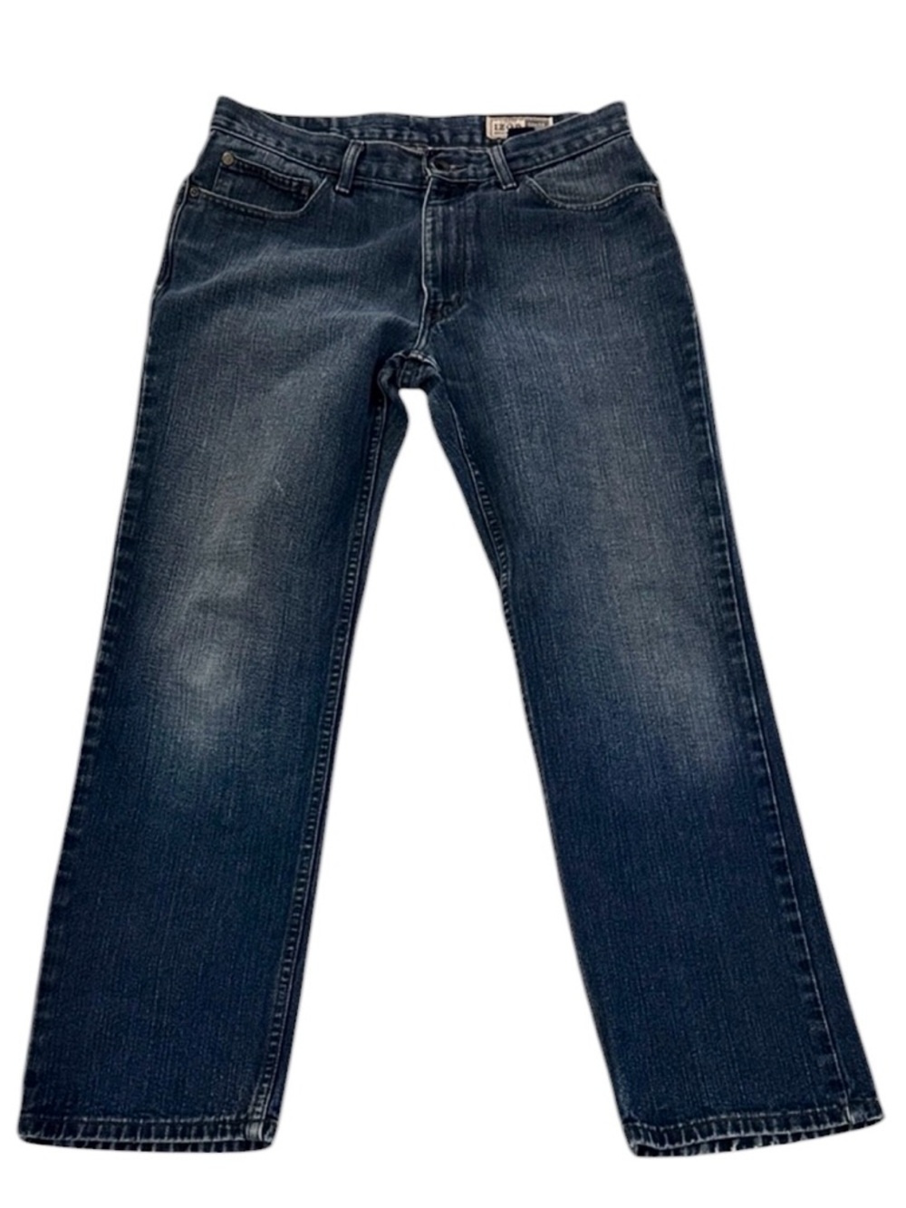 IZOD Classic Straight Leg Jeans Mens 33x32 Dark Blue Wash Cotton Denim Pant Fade